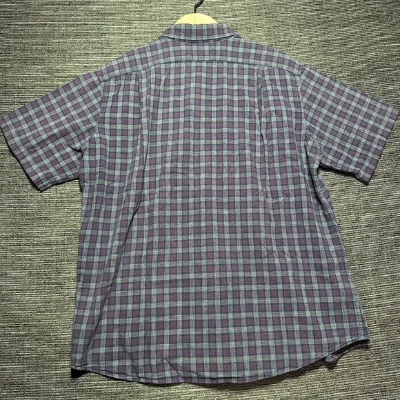 Eddie Bauer Shirt Men's L Blue Purple Plaid Short Sleeve Button Up Relaxed Fit - Picture 11 of 12